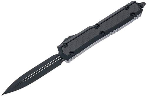 Microtech Signature Series Makora OTF Automatic Knife, Tactical Double Edge, Black (206-1TCFIS)