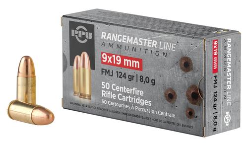 Prvi Partisan Pistol Ammunition PPRM9, 9mm Luger, Full Metal Jacket, 124 gr, 1132 fps, 50 Rd/Bx