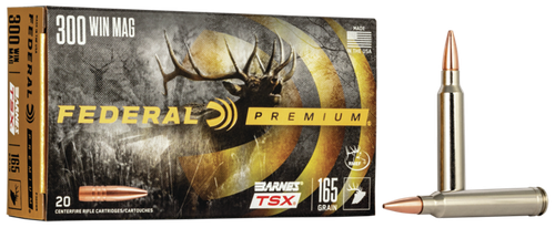 Federal Premium Vital-Shok Rifle Ammunition P300WR, 300 Winchester Mag, Barnes Triple Shock X-Bullet, 165 GR, 3050 fps, 20 Rd/bx