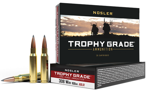 Nosler Trophy Grade Rifle Ammunition 60101, 308 Winchester, AccuBond Long Range, 168 GR, 2750 fps, 20 Rd/Bx