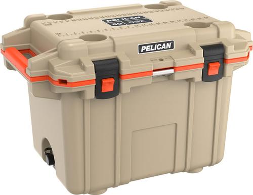 Pelican 50 Quart Elite Cooler, Tan/Orange (50Q-2-TANORG)