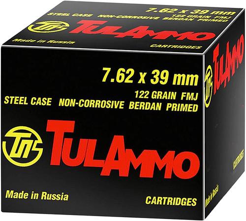 Tulammo Rifle Ammunition UL076240, 7.62mm X 39mm, Full Metal Jacket (FMJ), 122 GR, 40 Rd/bx