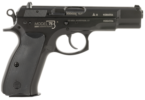 CZ 75BD 50th Anniversary Pistol 01114, 9mm, 4.60in, Black Plastic Grips, Black Polycoat Finish, 10 Rds