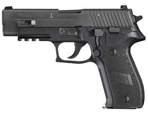 Sig P226 Navy (CA Approved) Pistol 226R9NSWGCA, 9mm, 4.4 in, Black Grip, Black w/Engraved Anchor Finish, Contrast Sights, 10 Rd