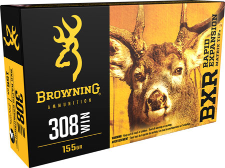 Browning BXR Rapid Expansion Rifle Ammunition B192103081, 308 Winchester, BXR, 155 GR, 2820 fps, 20 Rd/Bx