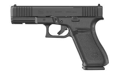 Glock 20 V MOS Pistol UV2050203MOS, 10mm, 4.61 in, Polymer Grip, Black nDLC Finish, Fixed Sights, GMB Barrel, 15 Rd