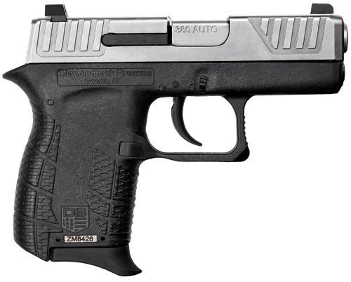 Diamondback DB380 Gen4 Pistol DB0100E022, 380 ACP, 2.80in, Black Polymer Frame w/Beavertail & Grips, Black Finish, 6 Rds