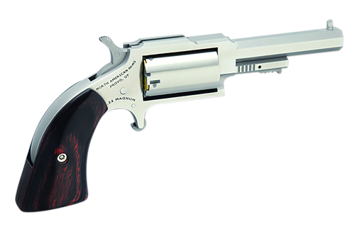 North American Arms Sheriff Revolver 1860250, 22 Magnum (WMR), 2.5 in, Wood Grip, Stainless Finish, 5 Rd