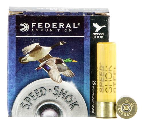 Federal Speed-Shok Shotshells WF2092, 20 Gauge, 3", 7/8 oz, 1550 fps, #2 Steel Shot, 25 Rds/bx