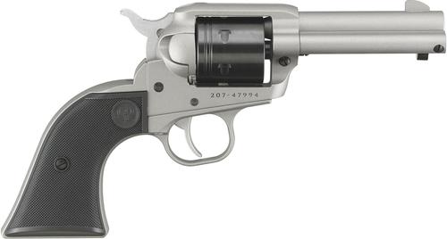 Ruger Wrangler SAO Revolver 2053, 22 LR, 3.75", Black Checkered Polymer Grips, Silver Cerakote, 6 Rds