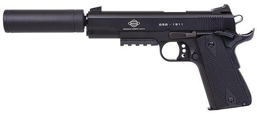 American Tactical 1911 ADOP Pistol G1911ADOPS, 22 LR, 5in, Zinc Alloy w/Picatinny Rail & Beavertail Frame Black Polymer Grips, Black Anodized Finish, Faux Suppressor, 10 Rds