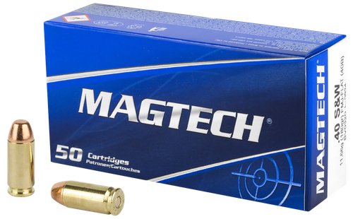 Magtech Sport HuntingPistol Ammunition 40B, 40 S&W, Full Metal Case (FMJ), 180 GR, 990 fps, 50 Rd/bx