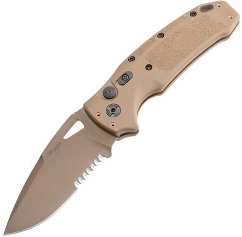 Hogue Sig K320A M17/M18 Automatic Folding Knife w/Coyote Drop Point Blade, Coyote Tan (36333)