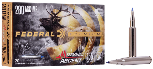 Federal Premium Rifle Ammunition P280AITA1, 280 Ackley Improved, Terminal Ascent, 155 GR, 2930 fps, 20 Rds/Bx