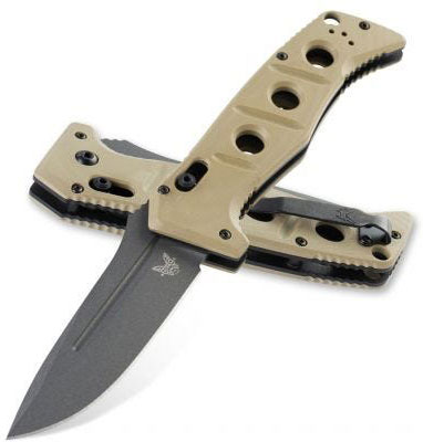 Benchmade Adamas Auto Folding Knife w/Tungsten Gray Plain Edge Stainless Steel Drop Point Blade (2750GY-3)