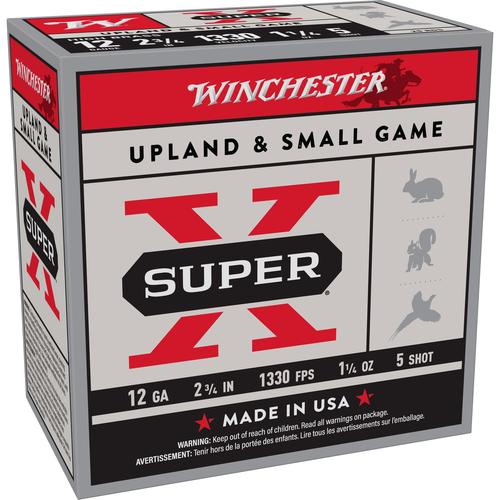 Winchester Super X High Brass Game Load X125, 12 Gauge, 2-3/4", 1-1/4 oz, 1330 fps, #5 Lead Shot, 25 Rds/Bx