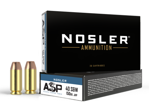 Nosler Handgun Ammunition 51181, 40 S&W, Jacketed Hollow Point (JHP), 150 GR, 1200 fps, 50 Rd/Bx