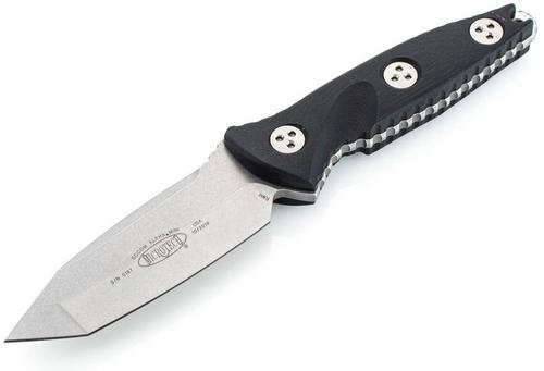 Microtech Socom Alpha Mini Fixed Blade Knife, Stonewash Tanto Edge, Black (114M-10)