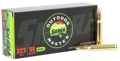 Sierra Outdoor Master Rifle Ammunition A937532, 223 Remington, Hollow Point Boat Tail, 55 gr, 3240 fps, 20 Rd/Bx