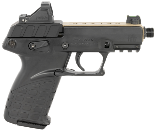 Kel-Tec P17 Pistol P17TANBLKOPTIC, 22 LR, 3.80", Textured Grips, Black Finish, w/Viridian RFX-11 Green Dot, 16 Rds
