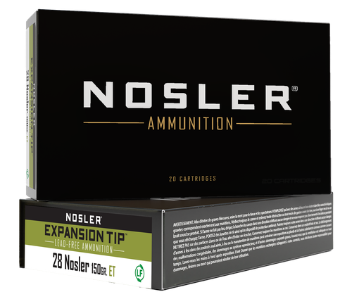 Nosler E-Tip Rifle Ammunition 40039, 28 Nosler, E-Tip, 150 GR, 3250 fps, 20 Rd/Bx