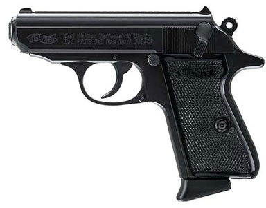 Walther PPK/S Semi-Auto Pistol 4796006, 380 ACP, 3.3", Black Plastic Grips, Black Finish, 7 Rd