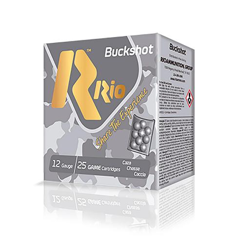 Rio Royal Buck Shotshells RB122725, 12 Gauge, 2-3/4", 1345 fps, #4 Buck Lead Buckshot, 25 Rds/box