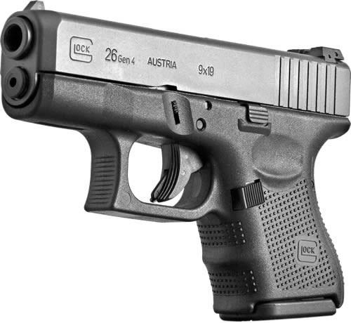 Glock 26 Gen4 Pistol UG2650201, 9mm, 3.46 in, Polymer Grip, Matte Black Finish, 10 Rd, Made in USA