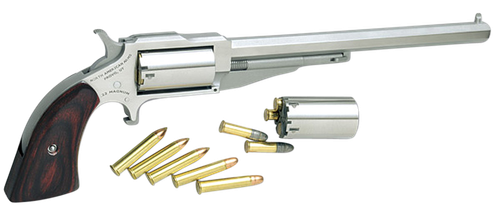 North American Earl Hog Leg Single Action Revolver 18606C, 22 LR / 22 WMR, 6 in, Wood Grip, Stainless Finish, 5rd