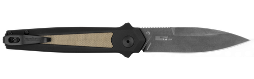 Kershaw Launch 15 Automatic Folding Knife, Plain BlackWash Blade, Black w/Micarta Insert Handle (7950)