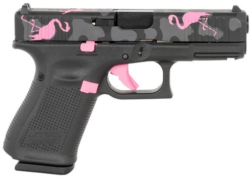 Glock 19 Gen5 MOS PA195S204MOSMM, 9mm Pistol, 4.02", Black Textured Grips, Black w/Pink Accents Finish, 15 Rds