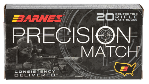 Barnes Precision Match Rifle Ammunition 30814, 6mm Creedmoor, OTM Boat Tail, 112 gr, 2960 fps, 20 Rd/Bx