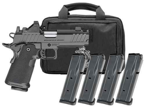 Springfield 1911 DS Prodigy Gear Pac Optic Ready Pistol PH9117AOSCOMPPAC, 9mm, 4.25in, Black Polymer Grips, Black Cerakote Finish, 20 Rds