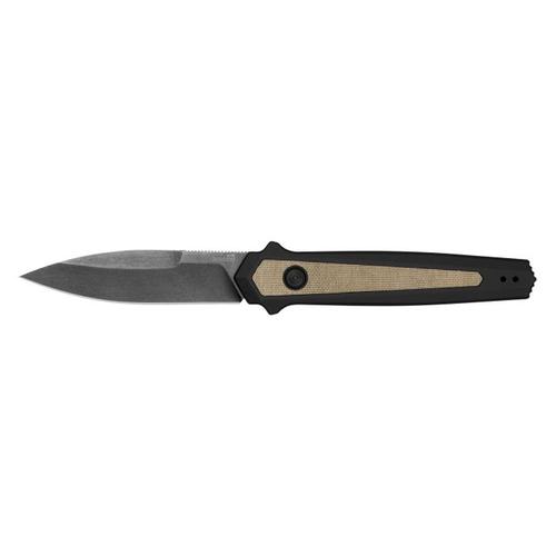 Kershaw Launch 15 Automatic Folding Knife, Plain BlackWash Blade, Black w/Micarta Insert Handle (7950)