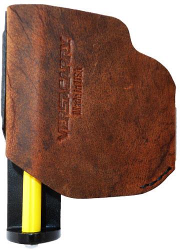 Versacarry Pro Zerobulk Right Hand Holster, 9MM Small, Distressed Brown Water Buffalo Water Buffalo Trigger Guard (PRO9SM)