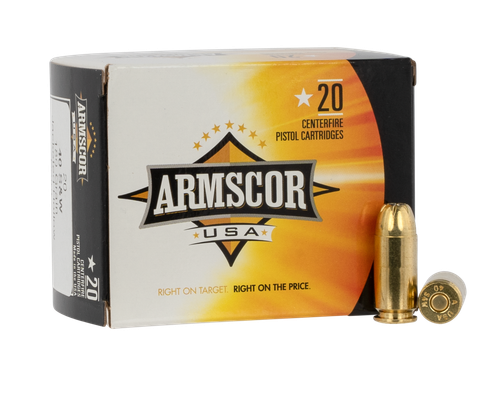 Armscor Pistol Ammunition AC40-3N, 40 Smith & Wesson, Jacketed Hollow Point, 180 GR, 20 Rd/bx