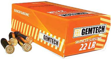 Gemtech Silencer Subsonic Rimfire Ammunition AMMO22SS, 22 Long Rifle,  Round Nose (RN), 42 GR, 1020 fps, 50 Rd/bx