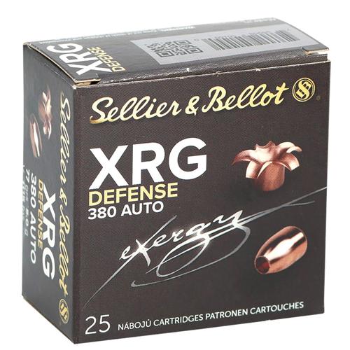 Sellier & Bellot Pistol Ammunition SB380XA, 380 Automatic Colt Pistol ACP, Solid Copper Hollow Point, 77 gr, 1116 fps, 25 Rd/Bx