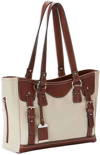 Bulldog Tote Purse w/Holster BDP052, Sand w/Stone Trim, Hoslter Fits Small Pistols & Revolvers, Right Hand