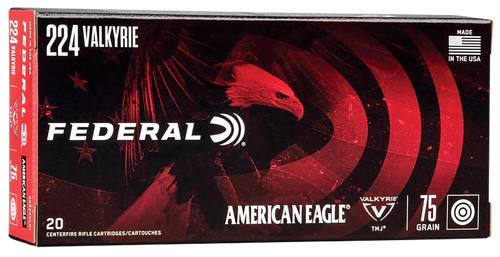Federal American Eagle Rifle Ammunition AE224VLK1, 224 Valkyrie, Total Metal Jacket, 75 GR, 3000 FPS, 20 Rds/Bx