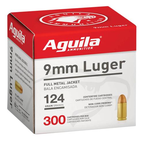 Aguila Pistol Ammunition 1E092108, 9mm Luger, Full Metal Jacket, 124 gr, 1115 fps, 300 Rd/Bx