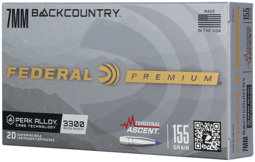 Federal Premium Terminal Ascent Rifle Ammunition P7BCTA1, 7mm BackCountry, Terminal Ascent, 155 gr, 3300 fps, 20 Rd/Bx