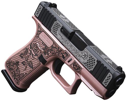 Glock G43X Pistol UX4350204FRNGLRG, 9mm, 3.41in, Serrated Steel Slide Rose Gold Lace w/Rose Cerakote Polymer Frame & Grips, Rose Gold Lace w/Rose Cerakote Finish, 10 Rds
