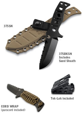 Benchmade Adamas Fixed Knife w/Stainless Steel Black Drop Point Blade, Sand Colored Sheath (375BKSN)