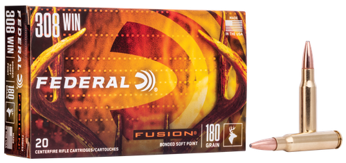 Federal Fusion Rifle Ammunition F308FS3, 308 Winchester, Fusion Ammunition, 180 GR, 2600 fps, 20 Rd/bx
