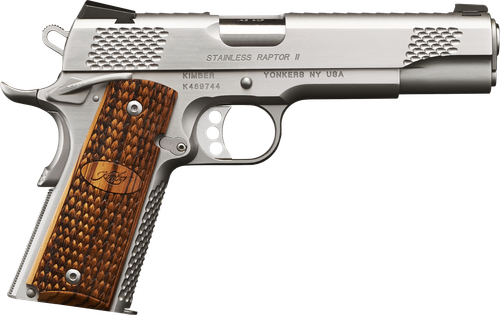 Kimber Stainless Raptor II Pistol 3200181CA, 45 ACP, 5in, Wood Grips, 8 Rds