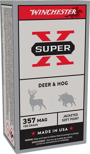 Winchester Super-X Handgun Ammunition X3575P, 357 Magnum, Jacketed Soft Point (SP), 158 GR, 1235 fps, 50 Rd/bx