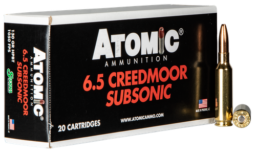 Atomic Subsonic Rifle Ammunition 00476, 6.5 Creedmoor, HPBT, 130 GR, 1050 fps, 20 Rds/Bx