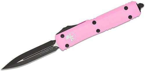 Microtech Ultratech OTF Automatic Knife, Black Double Edge, Pink (121-BPK)