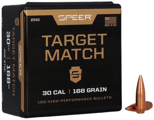 Speer 30 Caliber 168 Grain Match/Boat Tail 100/Box (2040), Not Loaded